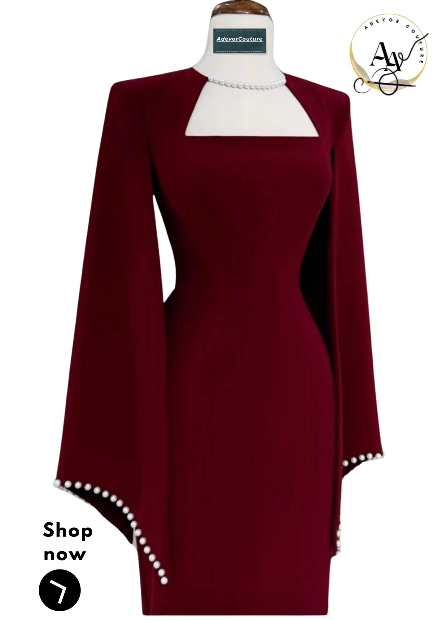 Elegant Pearl-Detail Gown